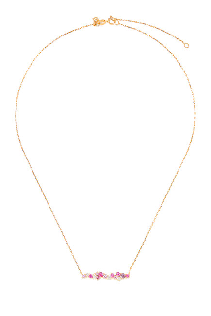 Cocktail Bar Necklace, 14k Yellow Gold with Sapphire & Diamonds